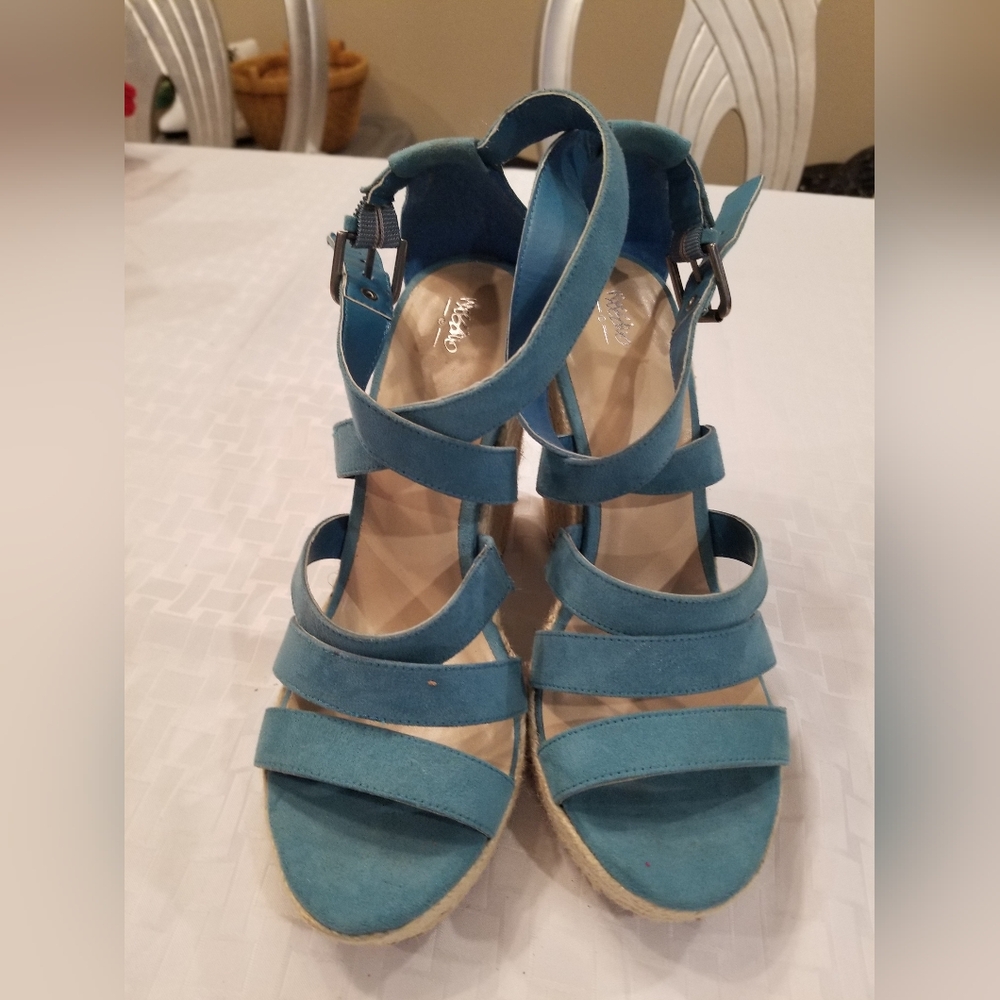 Cool Turquoise Wedge Sandals